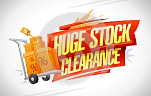 Huge stock clearance banner template mockup with boxes