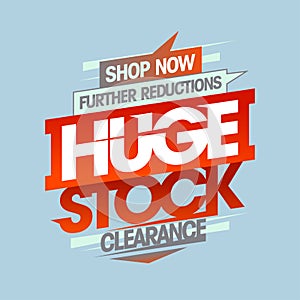 Huge stock clearance, further reductions, sale web banner mockup