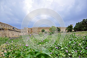 The huge stone walls of the ancient Akkerman fortress, Belgorod-Dniester, Odessa region
