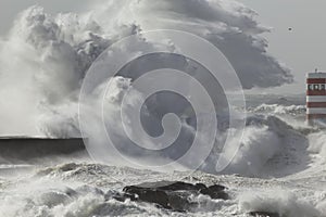 Huge stormy wave splash