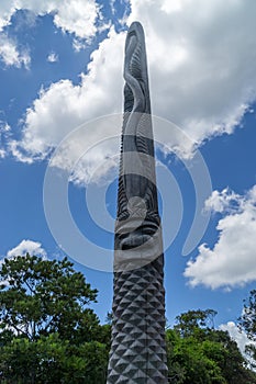 Huge typical new caledonian wooden totem.