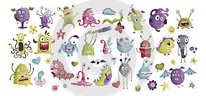 Huge vector clip art monster collection.