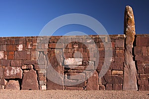 A huge wall in Tiwanaku