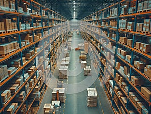 Huge warehouse with racks