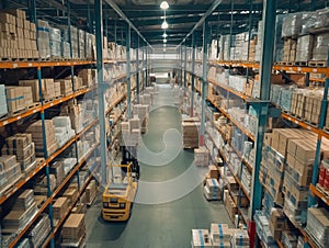 Huge warehouse with racks