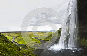 Huge waterfall Seljalandfoss