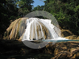 Huge Waterfall in Semuc Champey, Guatemala photo