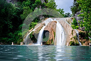 Huge waterfall in Turner Falls Park, Davis, USA