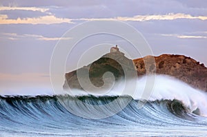 Huge wave breaking in Basque Country