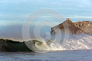 Huge wave breaking in Basque Country