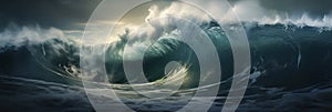 huge wave displaying intensity and focus wild barrel wave emerging