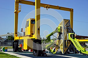 Huge wheeled crane structure makes playtime fun