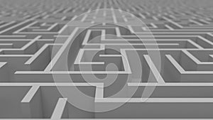 Huge white grey maze. Ð¡hoices and challenge theme. Ð¡omplex way to find exit, business concept or education. Template for