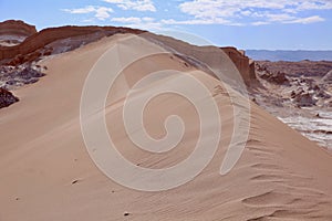 Huge, Wind-Swept Sand Dune in Chile`s Atacama Desert