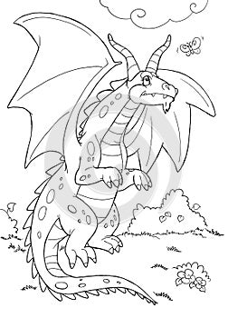 huge winged dragon coloring page