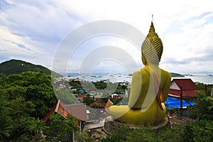 Huge yellow buddha statue