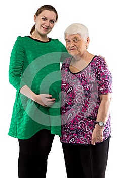 Hugging grandmother and granddaughter