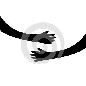 Hugging hands. Arm embrace  belief togetherness unique relationship hugged hands vector isolated concept