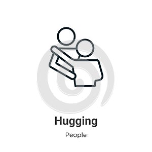 Hugging outline vector icon. Thin line black hugging icon, flat vector simple element illustration from editable people concept