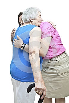 Hugging a senior