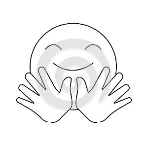 Hugging smiling face emoji outline icon. linear style sign for mobile concept and web design. Happy emoticon simple line vector