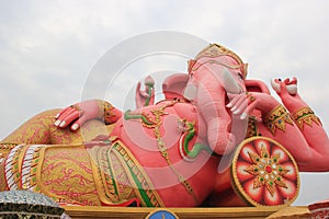 Hugh Pink Genesha, the elephant-deity riding a mouse, one of the