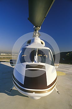 Hughes aircraft at the LA Heliport, Los Angeles, California