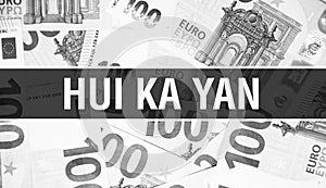 Hui Ka Yan text Concept. American Dollars Cash Money,3D rendering. Billionaire Hui Ka Yan at Dollar Banknote. Top world Financial