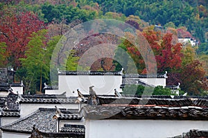 The Hui style architectures folk houses and colorful forests