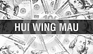 Hui Wing Mau text Concept. American Dollars Cash Money,3D rendering. Billionaire Hui Wing Mau at Dollar Banknote. Top world