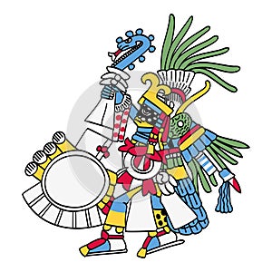 Huitzilopochtli, patron god of the Aztecs and capital city Tenochtitlan photo