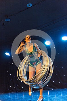 Hula hoop cabaret performer