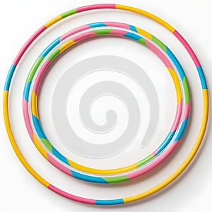 Hula hoop exercise ring on white background