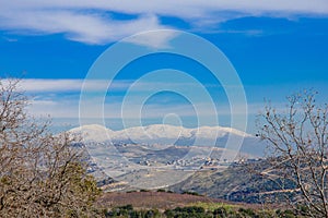 Hula Valley and the Hermon mountain range photo