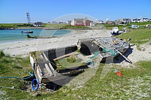 Hulk of abandoned wooden boat