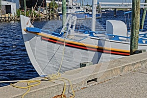 The hull of a sponge fishing boat at the dock in Tarpon Springs, Florida