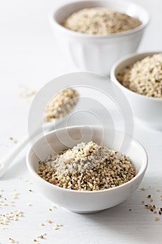 Hulled hemp seeds, healthy superfood supplement