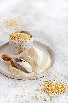 Hulled millet flour and grain