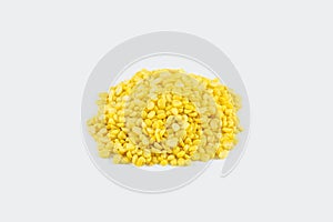 Hulled-split Mung Bean on white background