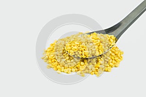 Hulled-split Mung Bean on white background