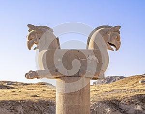 Huma Bird, Griffin-like column capital statuary