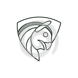 Huma bird shield line creative logo design photo