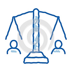 huma rights balance on scales doodle icon hand drawn illustration