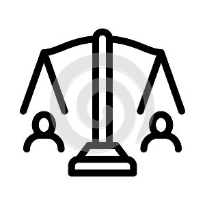 Huma rights balance on scales icon vector outline illustration photo