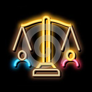 huma rights balance on scales neon glow icon illustration photo
