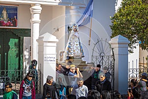 Our Lady of Candelaria virgin statue carried through procession - Humahuaca, Jujuy, Argentina