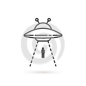 Human abduction by aliens linear icon