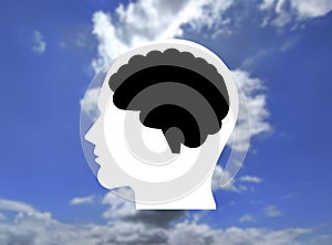 human adn mind icon isolated on blur sky background