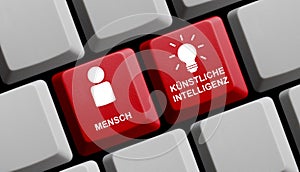 Human or AI german - Computer keyboard 3d illustration