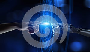 Human and AI Interaction in the Digital Age, Artificial Intelligence and Robotics Concept